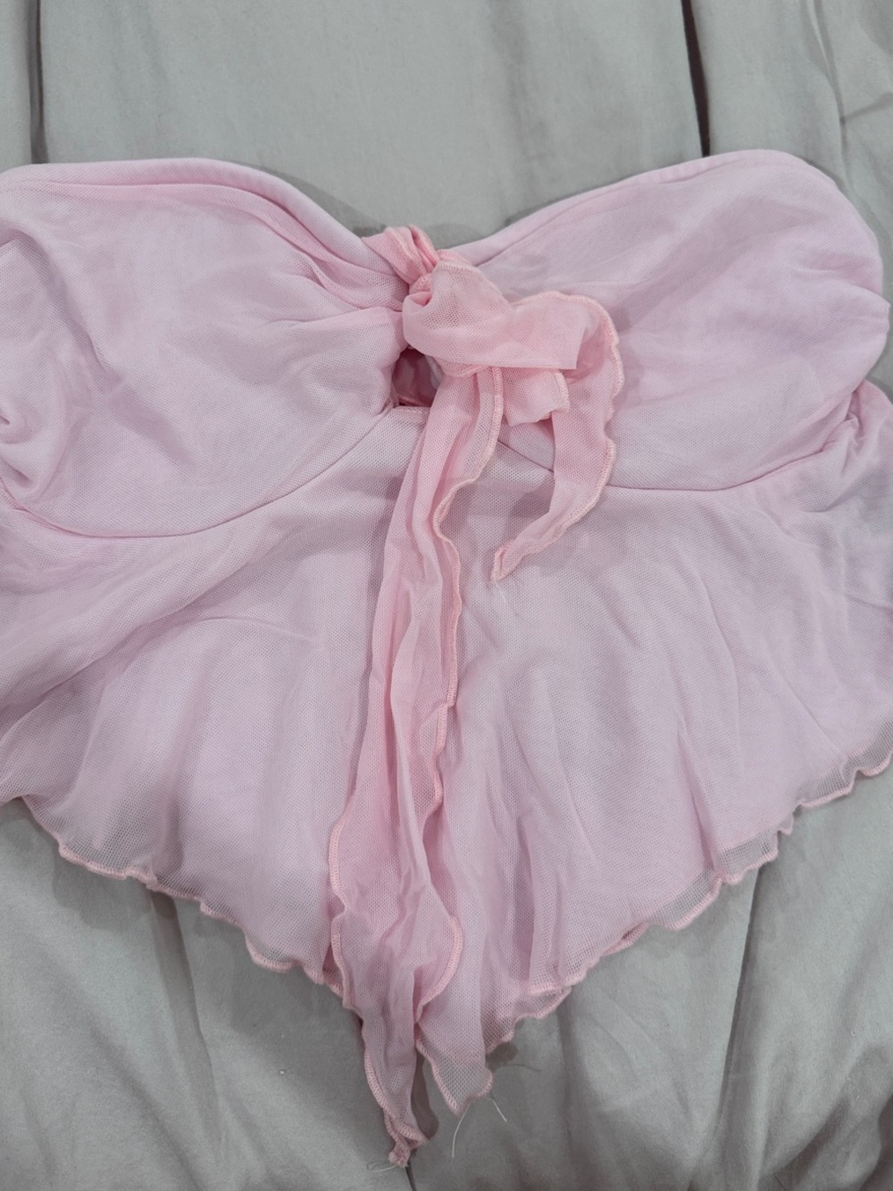 Strapless Pink Chiffon Babydoll Tube Top